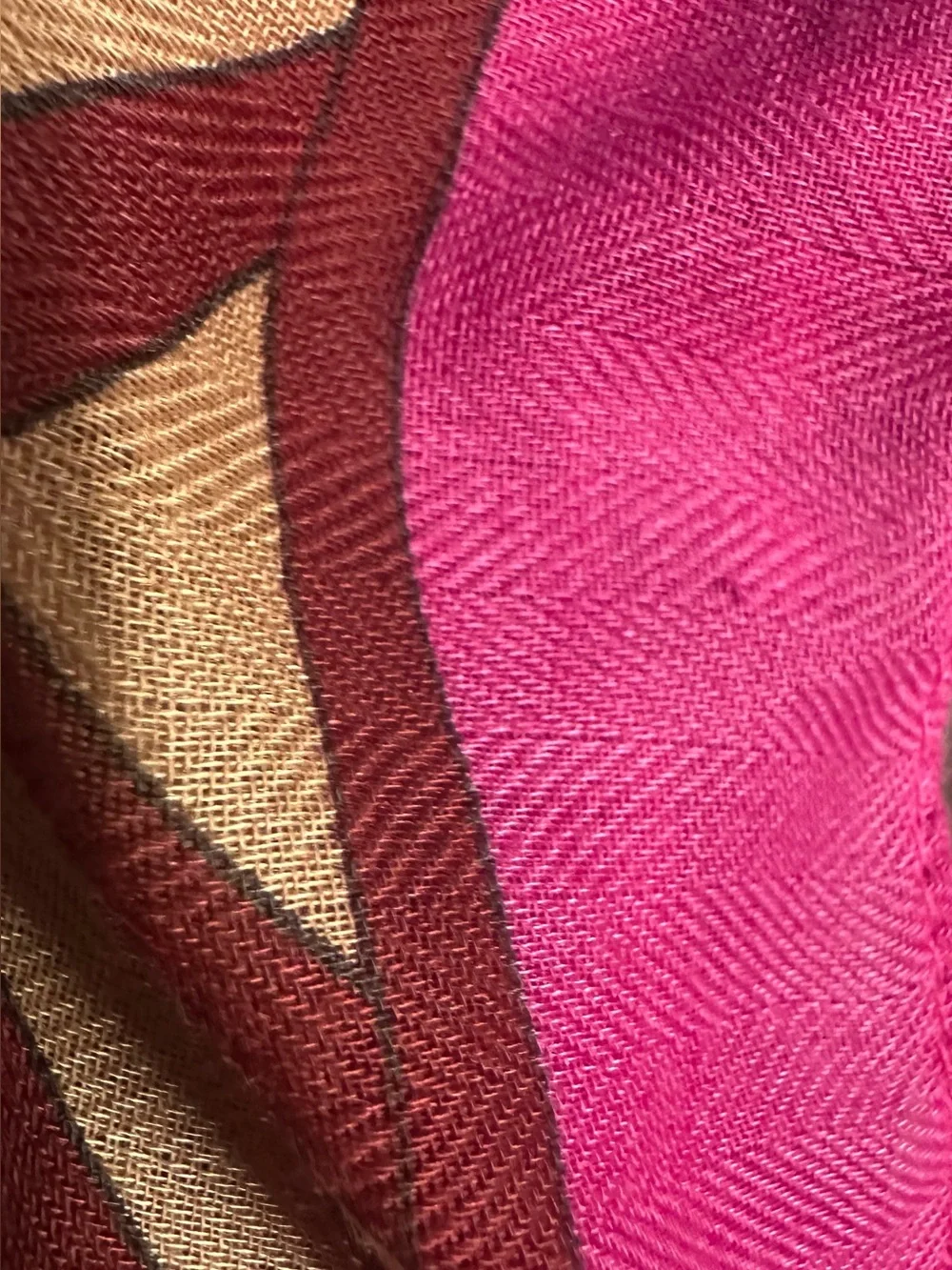 Geometric Boho Scarf Wrap Shawl with Fringe Brown Cream Pink Blue 72” x 36”